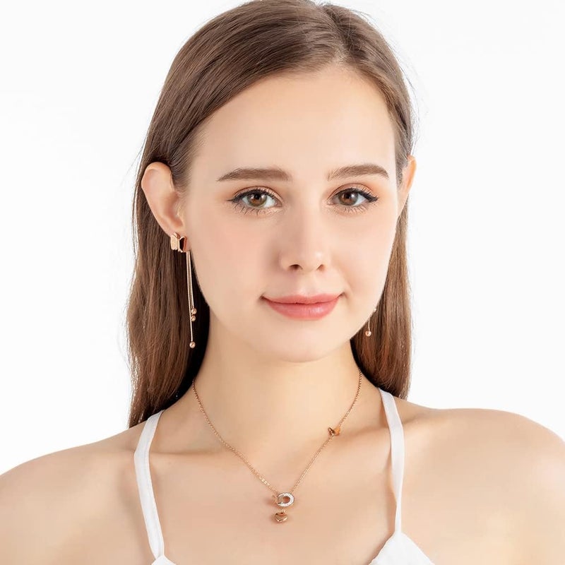 EVEVIC Stainless Steel Butterfly Necklace Earrings Set for Women 14K Gold Plated Hypoallergenic Jewelry Sets (Style-B Goldtone) - Image 2
